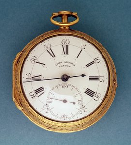 Relógio de bolso, com caixa em prata dourada e mostrador em esmalte branco, em inglês, de John Arnold de Unbekannt