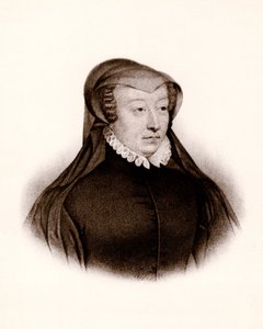 Retrato de Catarina de Médicis (Caterina de Medici) (1519-1589). Rainha de França, gravura do século XIX de Unbekannter Künstler