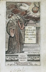 Retrato de Erasmo incluído na primeira página de "Colloquia de Unbekannter Künstler