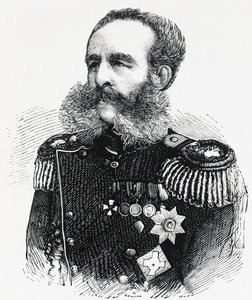 Retrato do Príncipe Dmitry Ivanovich Sviatopolk-Mirsky (1825-1899), general russo, gravura de William M. Timlin