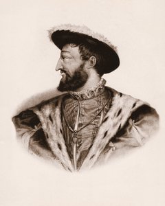 Retrato do rei de França François I (1494-1547) Gravura do século XIX de Unbekannter Künstler