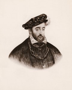 Retrato do rei de França Henrique II (1519-1559) Gravura do século XIX de Unbekannter Künstler
