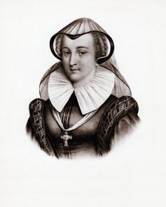 Retrato da rainha de França Marie Stuart (Marie Iere da Escócia) (1542-1587). Gravura do século XIX de Unbekannter Künstler