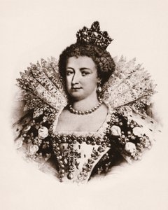 Retrato da rainha de França Marie de Medicis (1576-1642) Gravura do século XIX de Unbekannter Künstler
