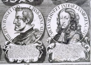 Retratos de Filipe IV e Carlos II (litho) de Unbekannt