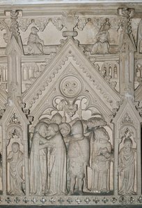 Portugal, Região da Estremadura, Distrito de Leiria, Alcobaça, Mosteiro de Santa Maria, Pormenor do Túmulo de Inês de Castro (1320-1355)
