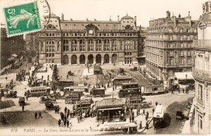 Cartão Postal/Gare Saint Lazare/Paris/Seine/Ile de France/France de William M. Timlin
