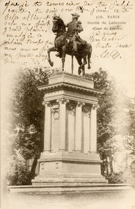 Cartão Postal/Statue de Lafayette/Cour du Louvre/Paris/Seine/Ile de France/France de William M. Timlin