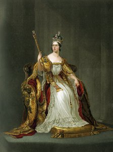 Rainha Vitória de Inglaterra com as suas vestes de coroação em 1837 de Unbekannter Künstler