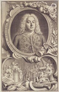 RM 7.f.5 George Frederick Handel (1685-1759), frontispício de "Israel no Egito", gravado por Jacobus Houbraken (1698-1780) de Unbekannter Künstler