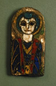 Placa arredondada, retratando Cristo ou um santo, final do século IX (esmalte) de Unbekannt