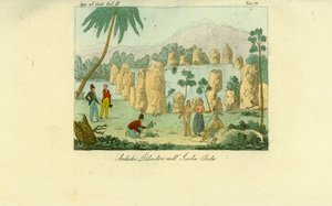Ruínas dos antigos pilares da Luta erguidos pelo Chamorro na ilha de Rota, Guam de Unbekannt
