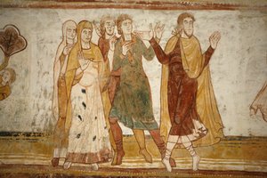 Pintura da abadia de Saint-Savin: Abraham e Lot separados, Saint-Savin-sur-Gartempe, França de Unbekannt