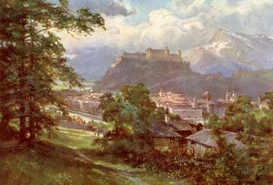 Salzburgo - vista de Kapuzinerberg, Áustria de Unbekannter Künstler