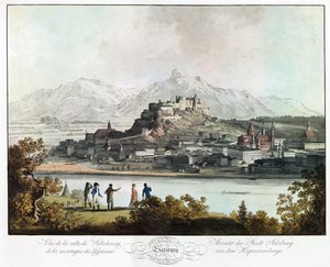 Vista de Salzburgo a partir das montanhas de Capucins de Unbekannter Künstler