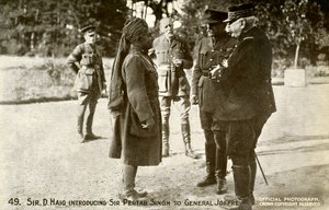 Sir Douglad Haig apresenta Pertab Singh a Joffre de Unbekannter Künstler
