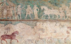 Spain, Aragon, Saragossa, Aljaferia Palace, Fresco detail de Benjamin Baud