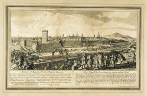 Espanha: Guerra da Sucessão Espanhola (1714). Cerco de Barcelona. (gravura) de Unbekannter Künstler