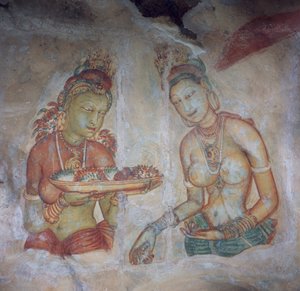 Sri Lanka, Frescos da Fortaleza das Pedras do século V, Sigiriya (Património Mundial da UNESCO)