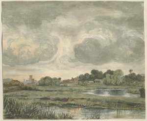 Stafford - Vista distante do leste: pintura em aquarela, séc. XIX de Unbekannt