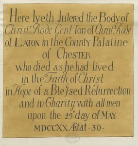 Stafford - Inscrição monumental na Igreja de Santa Maria: desenho, sd [ Séc. XIX] de Unbekannt