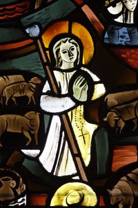 Vidro manchado representando Jean-Marie Vianney na igreja de Notre-Dame-de-la-Trinite , Blois, França de Unbekannt