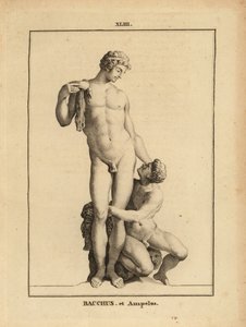 Estátua de Baco, o deus romano do vinho, e o seu amante, o rapaz satyr Ampelus. de Unbekannt