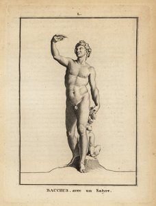 Estátua de Baco, o deus romano do vinho, nua com um sátiro de Unbekannt