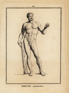 Estátua de Hércules Pomarius, herói e deus romano, com um grande clube de Unbekannt