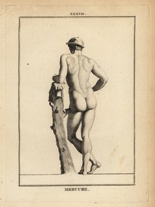 Estátua de Mercúrio, deus romano do comércio e da comunicação, em petasos de chapéu alado com pele de cabra de Unbekannt