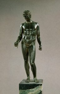 Estátua de Mercúrio, adaptação do Discóforo Grego de Policlito, Romano, 25-50 d.C. (bronze) de Unbekannt