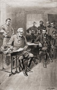 Rendição de Robert E. Lee ao General Ulysses S. Grant, Appomattox Court House, Virgínia, em 9 de abril de Unbekannter Künstler