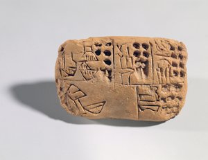 Tablete com inscrição pictográfica, Período Protoliterado, c.3300 BC (argila) de Unbekannt
