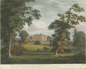 Teddesley Hall: gravura em aquatinta colorida, nd [c 1825] de Unbekannt