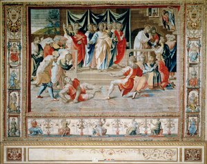 A Morte de Aniano das Tapeçarias de Bruxelas, réplicas da série dos Atos dos Apóstolos do Vaticano de Rafael (tapeçaria) de Unbekannt