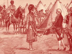O Grande Mughal, entrando no acampamento inglês de Unbekannter Künstler