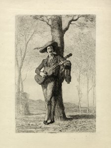 The Guitarist, França, c.1870 (gravura) de Unbekannter Künstler