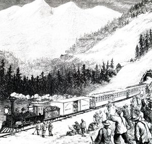 A Ferrovia do Pacífico nas montanhas da Serra Nevada. de Unbekannt