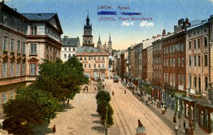 A Praça Rynok em Lviv (Lviv), Ucrânia de Unbekannter Künstler