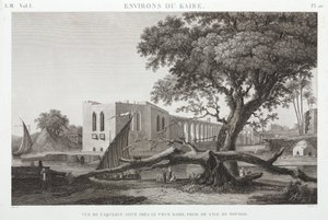 O aqueduto do Cairo Velho, da Ilha de Roudah, Egipto, c 1798 de Unbekannt