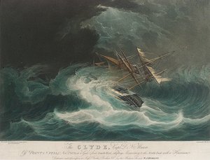O navio Clyde, ao largo de Point Natal () , apanhado pela tempestade de 1 de novembro de Unbekannter Künstler