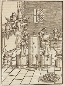 Tratamento para a separação de minérios de ouro e prata - Gravura a partir da descrição dos minérios e principais métodos de mineração, por Lazarus Ecker de Unbekannt