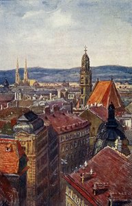 Viena, Áustria: Vista do telhado das torres. de Unbekannter Künstler