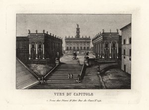 Vista da Colina do Capitólio. Piazza del Campidoglio, Palazzo Senatorio, Roma. de Unbekannt