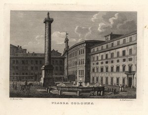 Vista da Piazza Colonna com a Coluna de Marcus Aurelius, Roma de Unbekannt