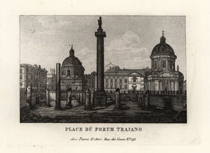 Vista da Praça do Fórum de Trajano com Coluna de Trajano, Place du Forum Trajano, Roma de Unbekannt