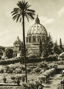 Vista dos Jardins do Vaticano e da Basílica de São Pedro (San Pietro) em Roma de Unbekannt