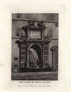 Vista da fonte da Ponte Sisto, Acqua Paola (agora na Piazza Trilussa), Roma de Unbekannt
