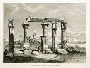 Vista das ruínas do Templo Medamot perto de Tebas, Egipto Ilustração do Atlas do Egipto de Unknown