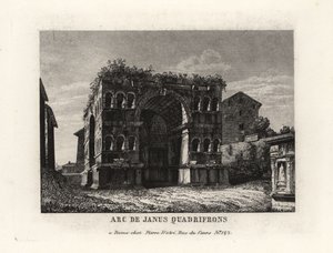 Vista das ruínas do Arco de Janus Quadrifrons, Roma de Unbekannt